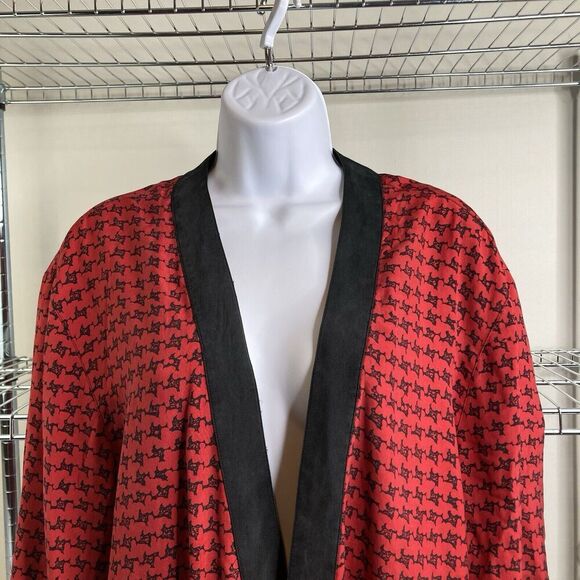 Vintage 80’s GoSilk Women's Long Black Red Check Jacket Size 3X Retro Slouchy - Picture 10 of 16